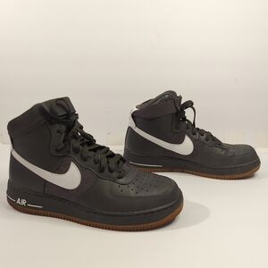 Nike Grey and White Air Force 1 Sneakers - Men's Size 8 Classic High Tops Sport